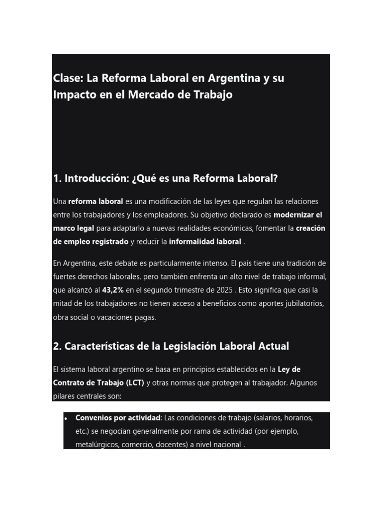 Reforma Laboral en Argentina: Impactos y Debates | PDF | Derecho ...