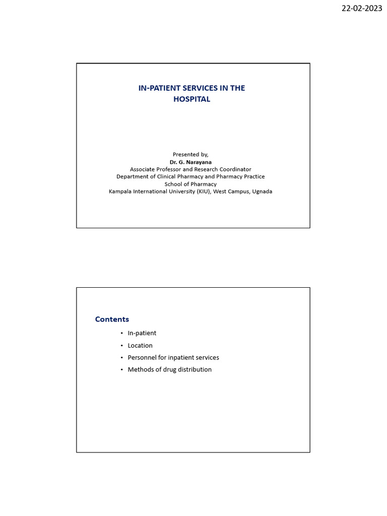 In-Patient Services Notes | PDF | Pharmacy | Medical Prescription