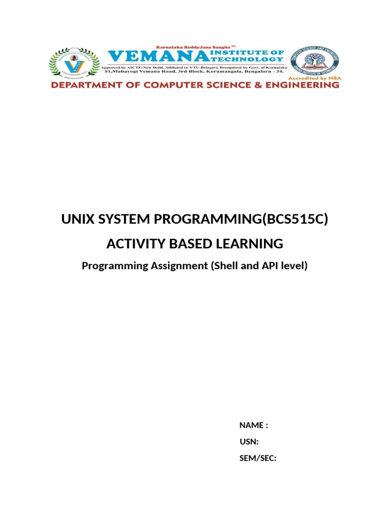 UNIX System Programming Assignment | PDF