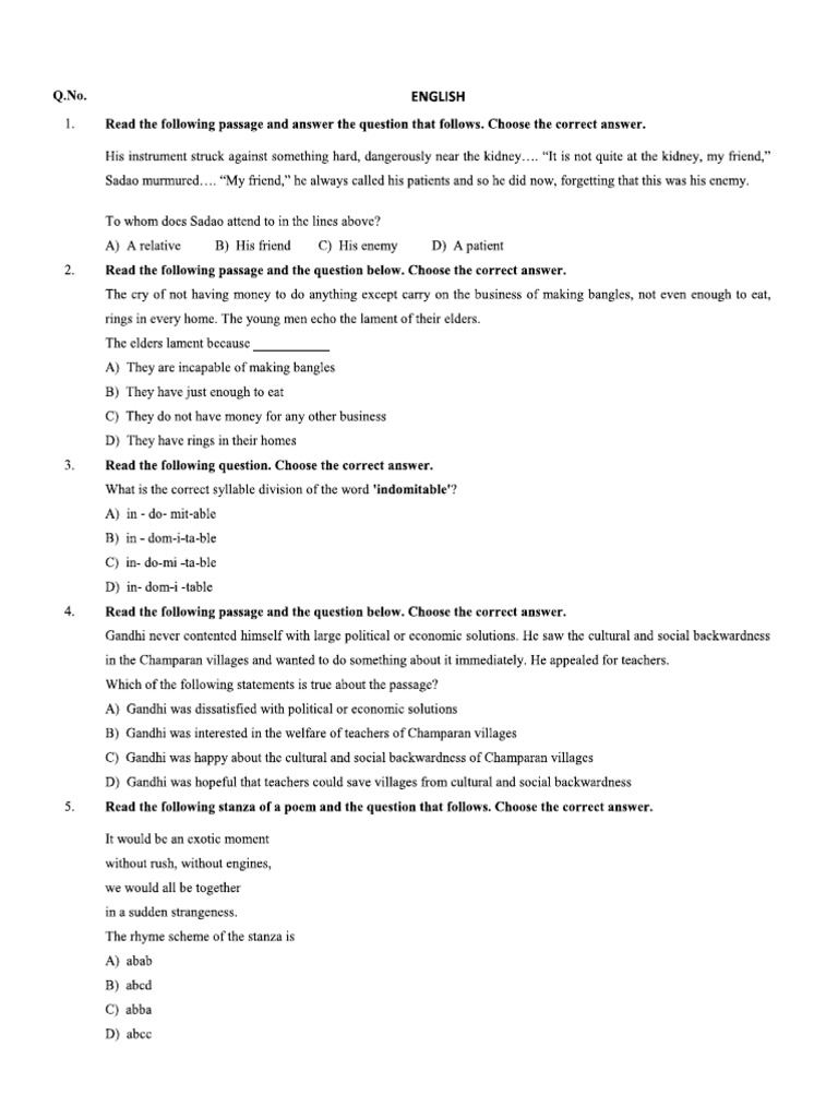 VIT English Sample Paper 2024 | PDF