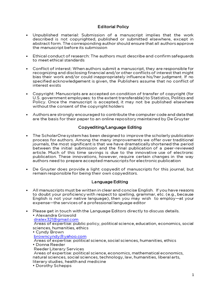 SPP_SPP_Editorial_Policy | PDF | Copy Editing | Typefaces
