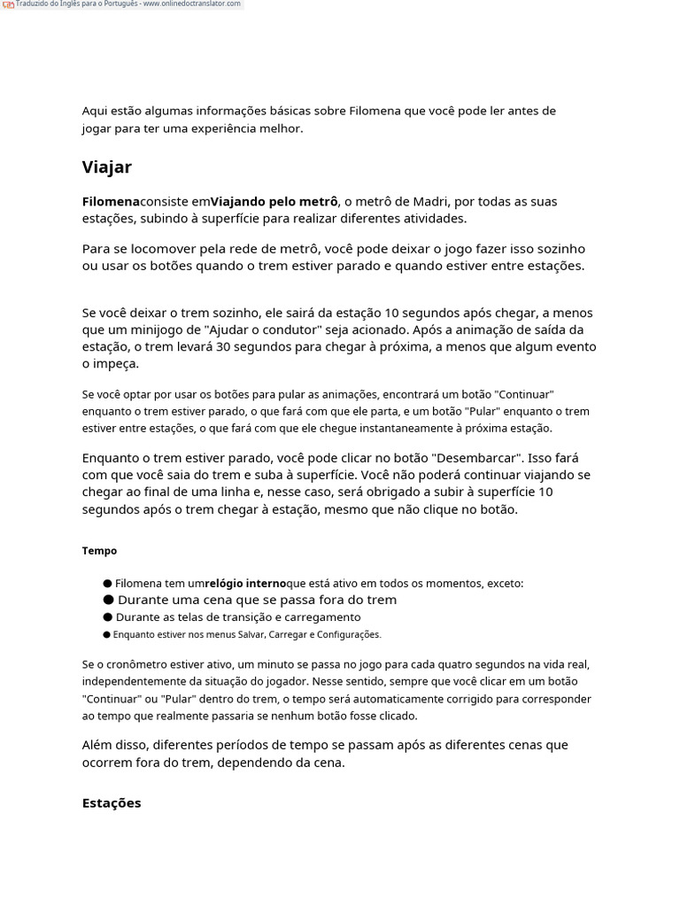 Guia Completo do Jogo Filomena | PDF | Trem | Tempo