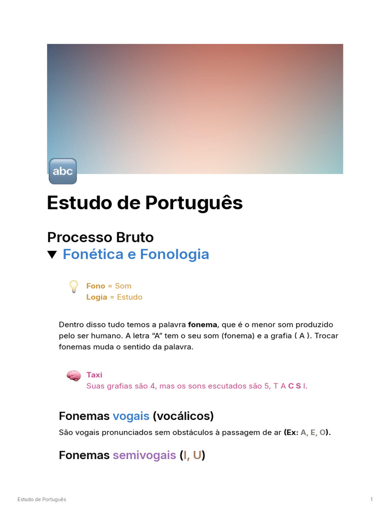 Estudo Completo de Fonética e Morfologia | PDF | Pronome | Vogal