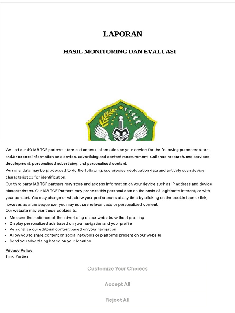 Monitoring & Evaluation Report 2025 | PDF