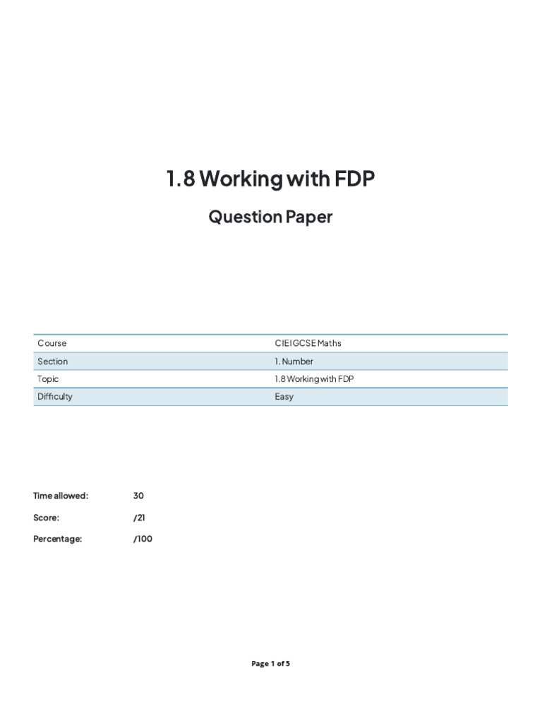 1.8 Working With FDP - EASY | PDF