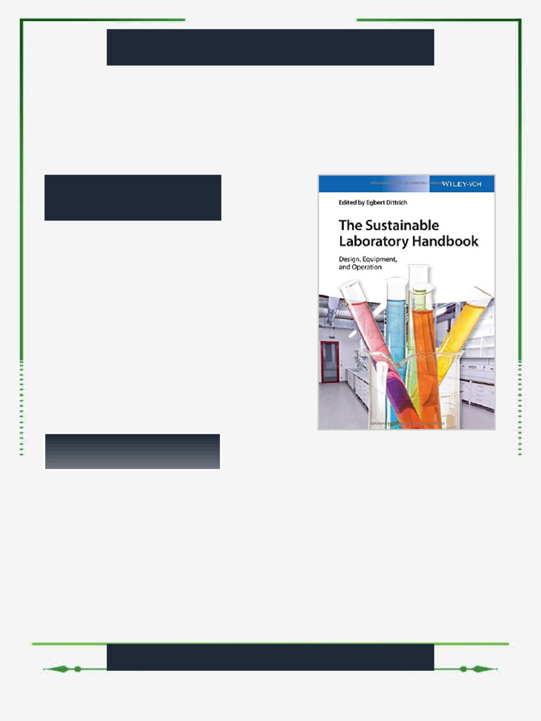 The Sustainable Laboratory Handbook Design Equipment and Operation 1st ...