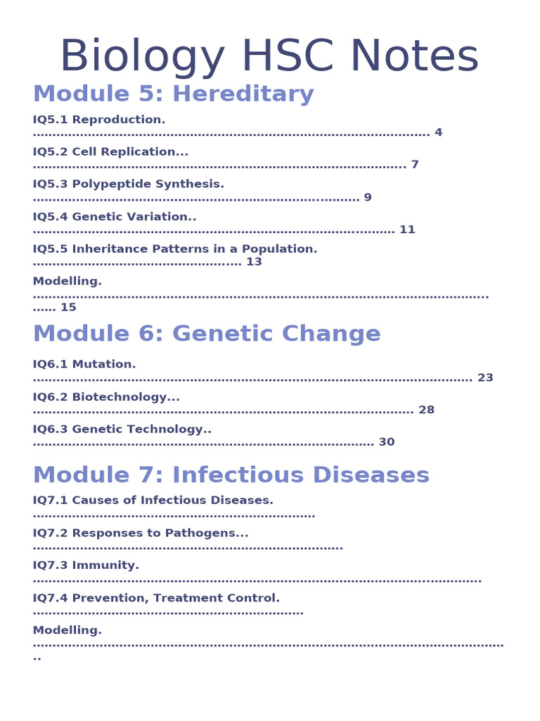 HSC Biology Notes: Heredity & Reproduction | PDF | Dominance (Genetics ...