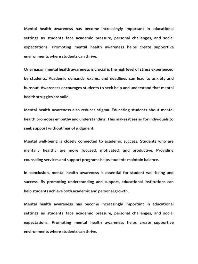 Importance of Mental Health in Education | PDF | Mental Health | Well Being