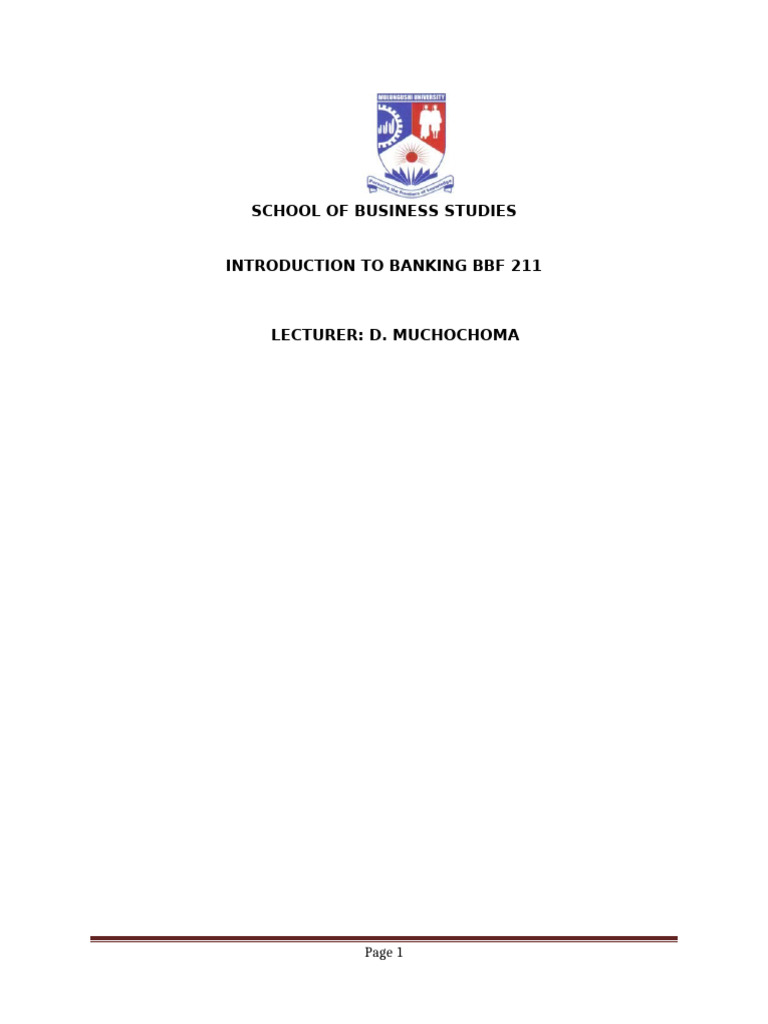 Introduction to Banking Course Outline | PDF | Banks | Loans