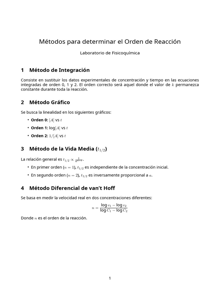 Métodos para Determinar Orden de Reacción | PDF