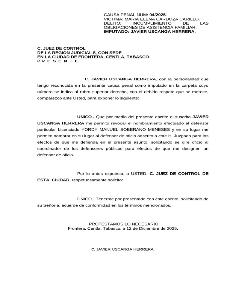 Revocación de Defensor en Causa Penal | PDF | Juez | Crímenes