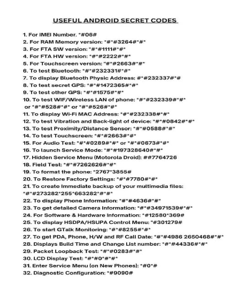 Useful Codes On Android | PDF