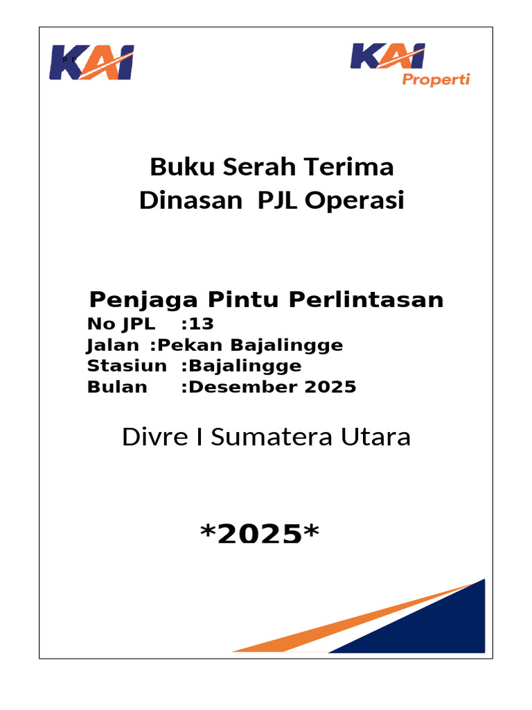 Buku Serah Terima PJL Desember 2025 | PDF