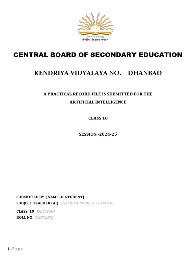 Artificial Intelligence Practical With Output Class - 10 | PDF ...