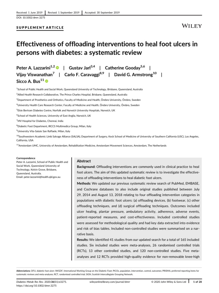 Offloading Interventions for Diabetic Foot Ulcers | PDF | Meta Analysis ...