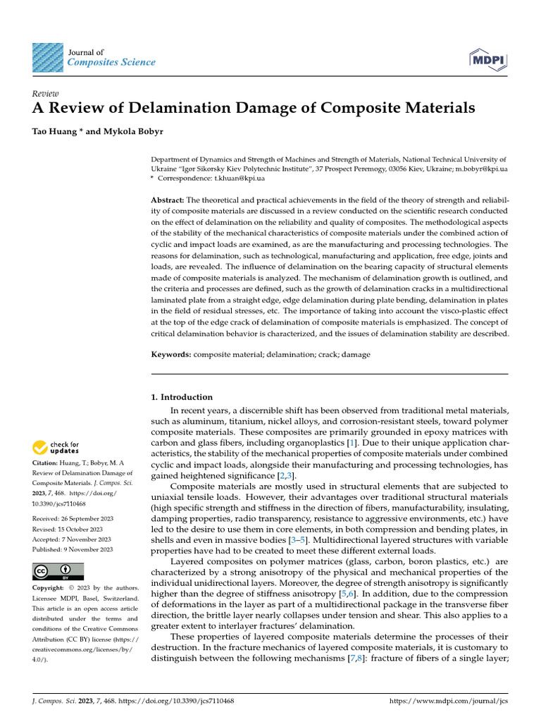 Delamination Damage in Composite Materials | PDF | Fracture | Fracture ...