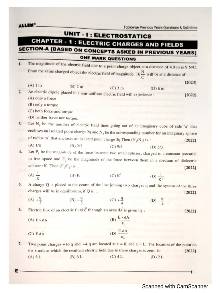 Electric Charges and Fields | PDF