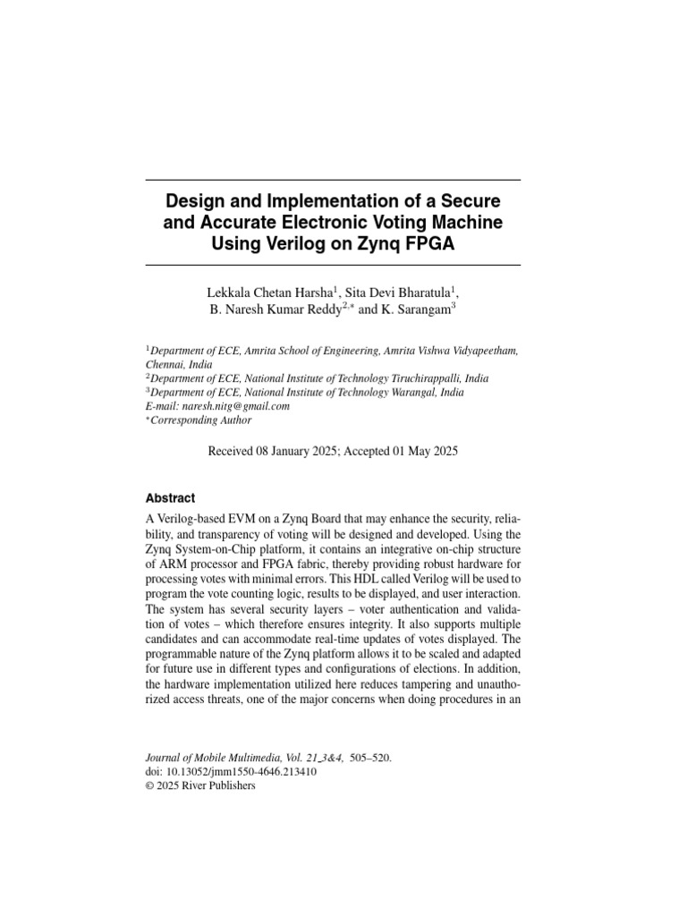 Electronic Voting Machine Using FPGA | PDF | Field Programmable Gate ...