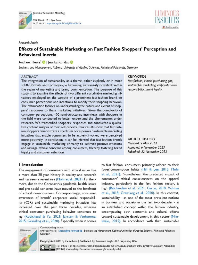 Effects of Sustainable Marketing On Fast Fashion S | PDF | Corporate ...