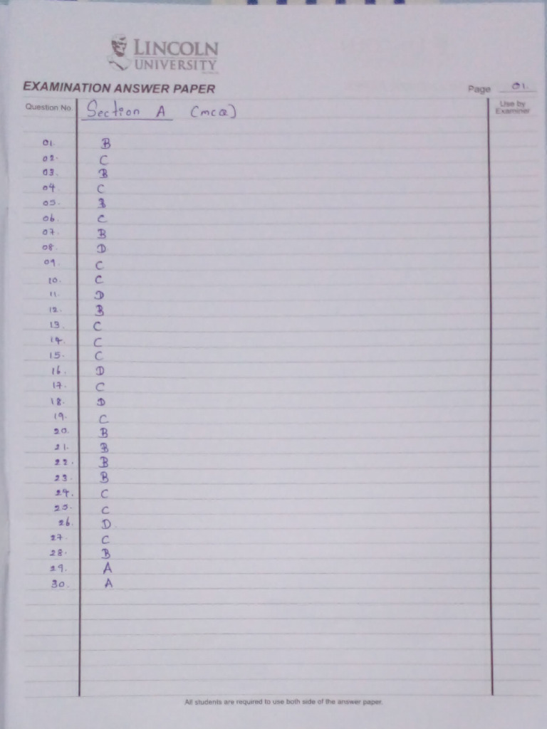 Examination Answer Paper Template | PDF