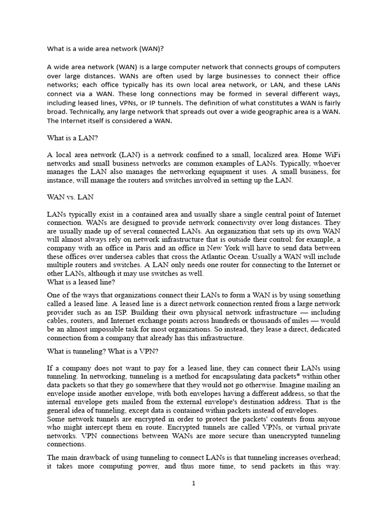 Understanding Wide Area Networks (WAN) | PDF | Computer Network | Local ...
