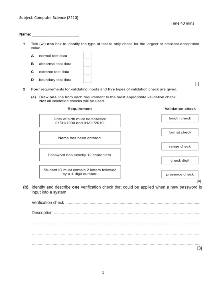 Computer Science Xi-C Class Test 2210 | PDF