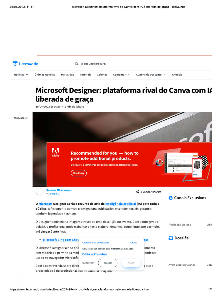 Microsoft Designer Plataforma Rival Do Canva Com IA É Liberada de Graça ...