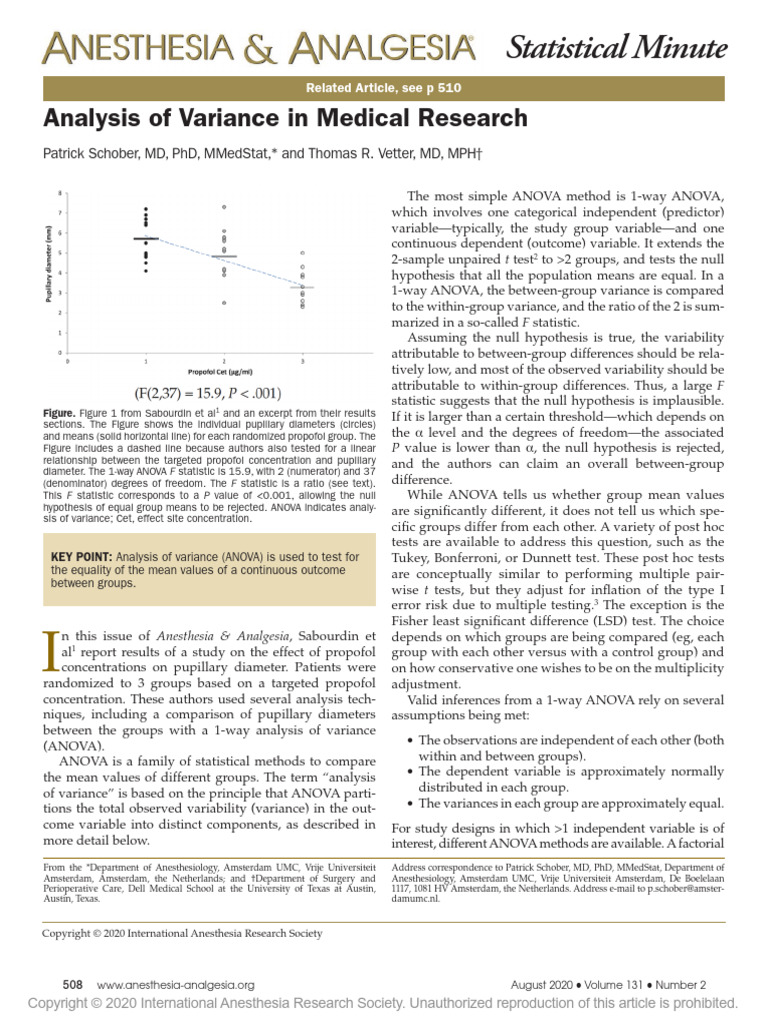 Analysis of Variance in Medical Research.27 | PDF | F Test | Analysis ...