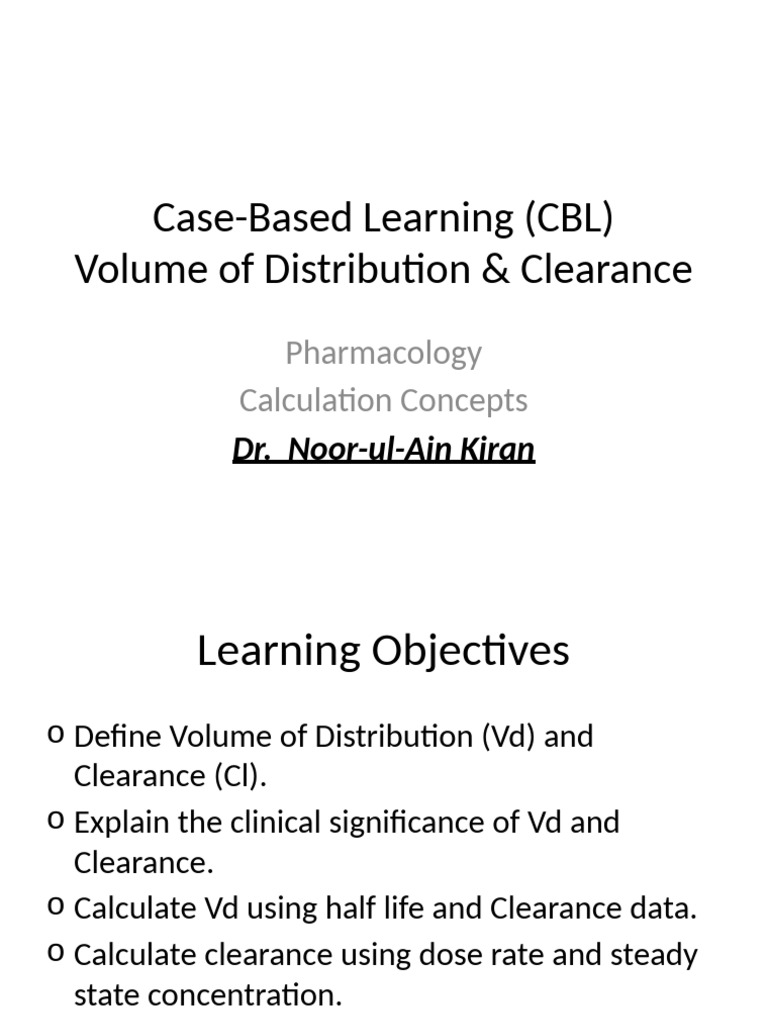 Volume of Distribution & Clearance in Pharmacology | PDF | Clinical ...