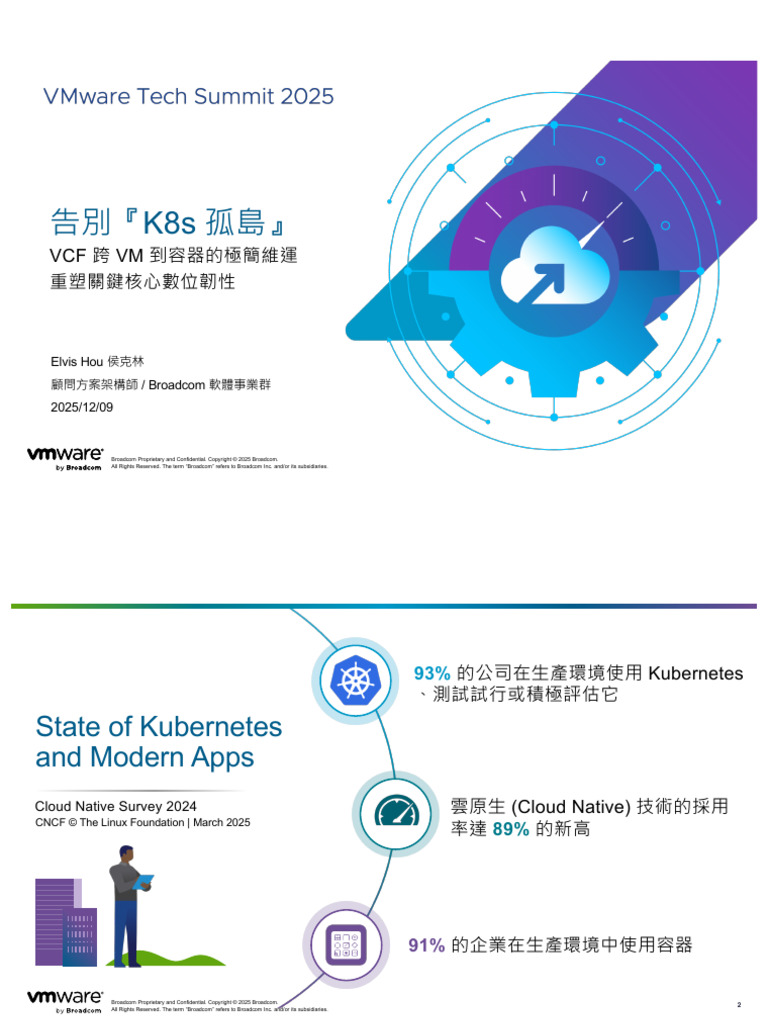 t2 2 告別「k8s 孤島」 Vcf 跨Vm 到容器的極簡維運，重塑關鍵核心數位韌性Elvis | PDF | Computing |  Information Technology
