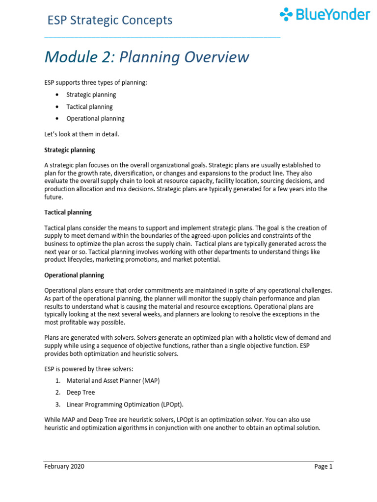 ESP Planning Strategies Overview | PDF