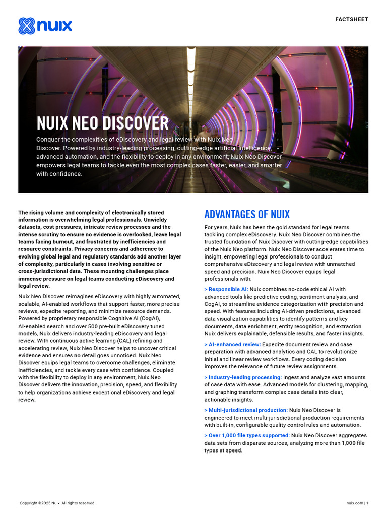 Nuix Neo Discover Factsheet | PDF | Artificial Intelligence ...