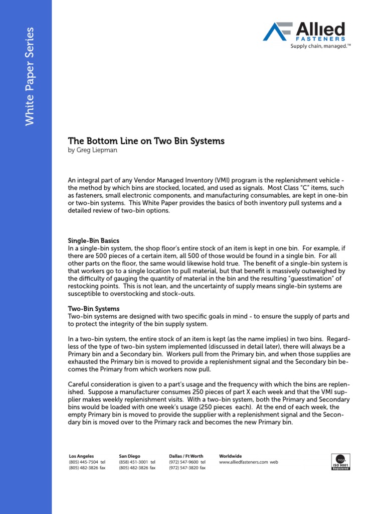 Allied Two Bin Systems | PDF | Inventory | Industries