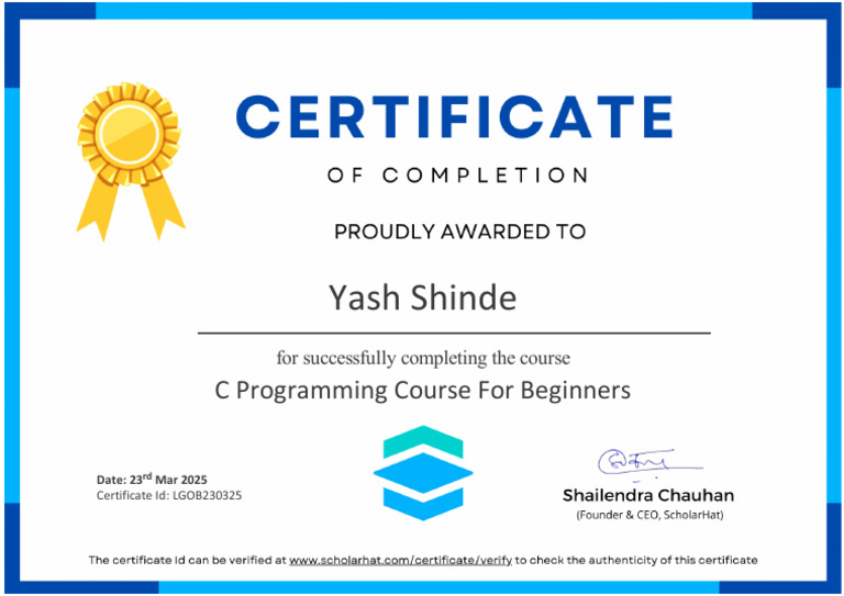 Yash Shinde - C Programming Course For Beginners | PDF