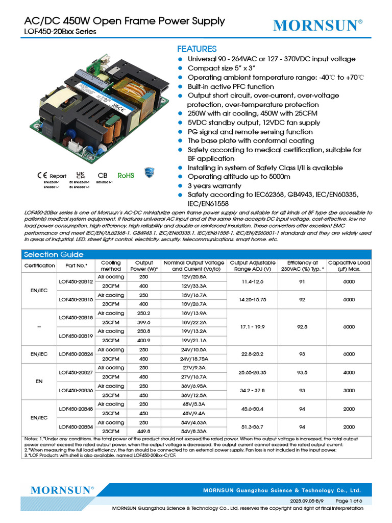 AC/DC 450W Open Frame Power Supply | PDF | Power Supply | Alternating ...