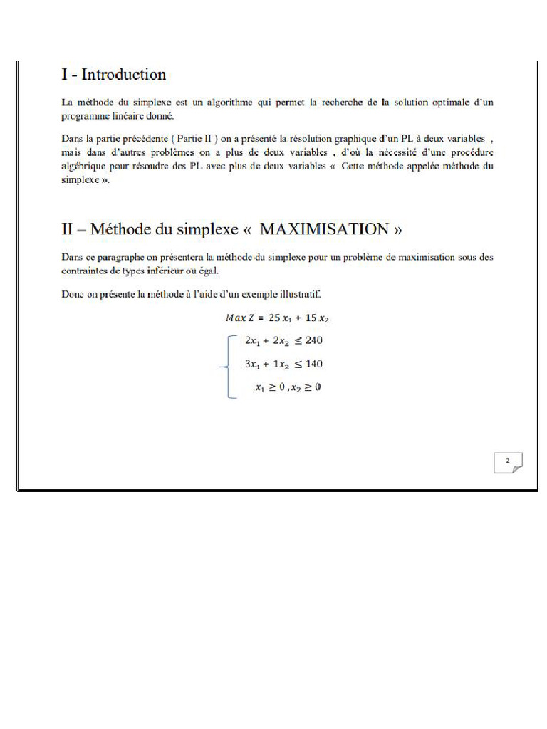 Méthode du Simplexe pour PL Optimal | PDF | Mathématiques appliqués