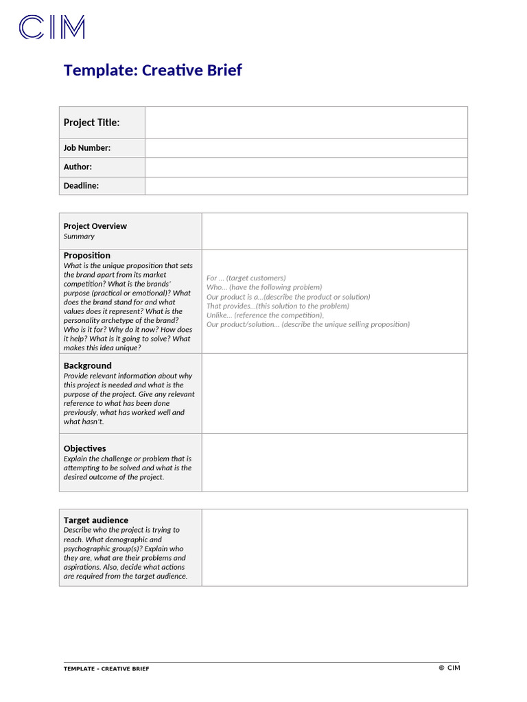 Cim Template Creative Brief v13 TT | PDF | Communication Design | Human ...