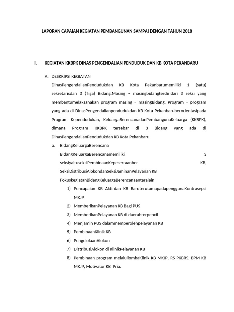 Capaian Program KKBPK Pekanbaru 2018 | PDF