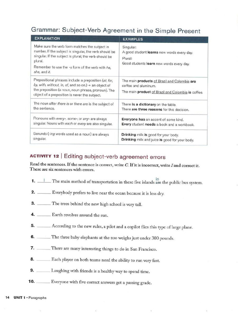 Subject - Verb Agreement | PDF