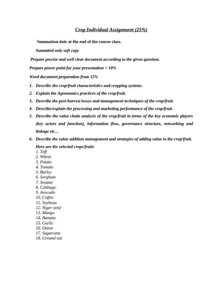 Crop Individual Assignment | PDF