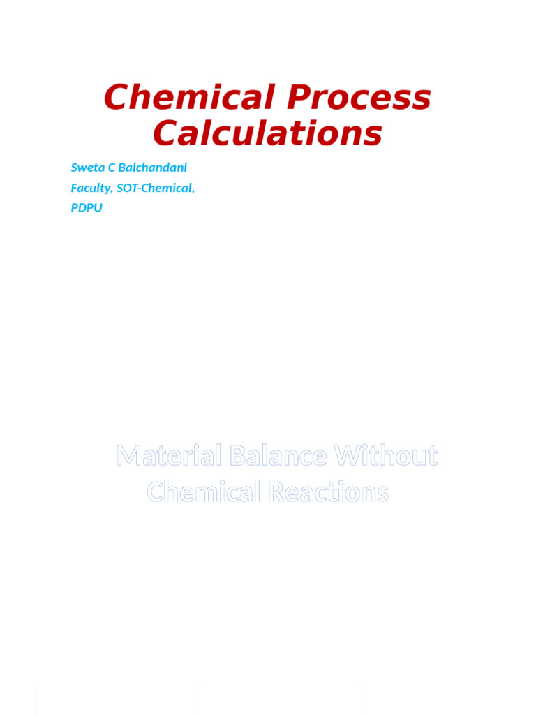 Material Balance in Chemical Processes | PDF | Nitric Acid | Sulfuric Acid
