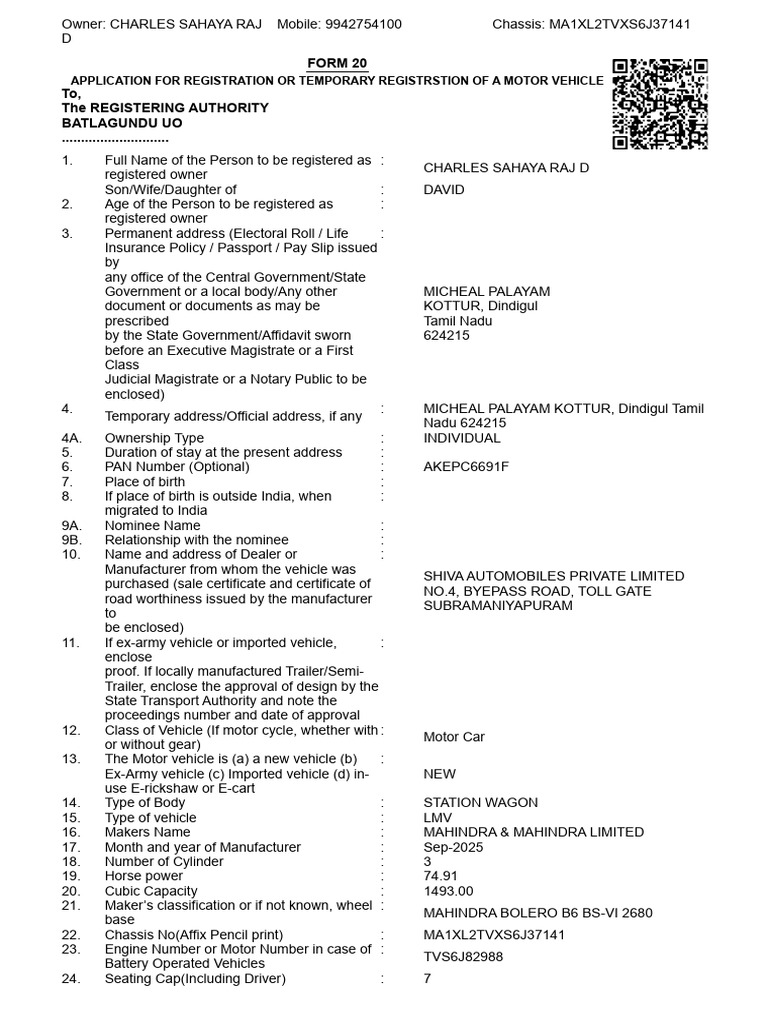 Vehicle Registration Application Form | PDF | Semi Trailer Truck ...
