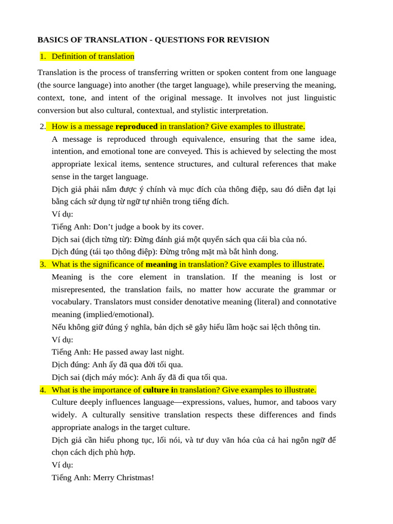 Basics of Translation | PDF