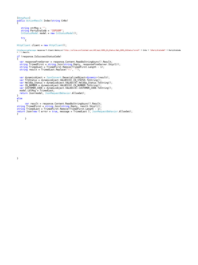 CN Status API Integration Example | PDF