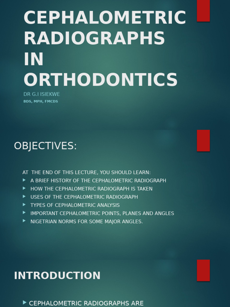 Cephalometric Radiographs in Orthodontics | PDF | Dentistry Branches ...