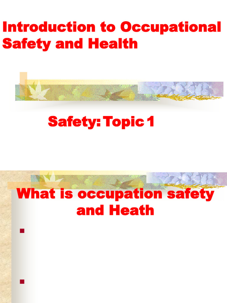 Occupational Safety and Health Overview | PDF | Occupational Safety And ...