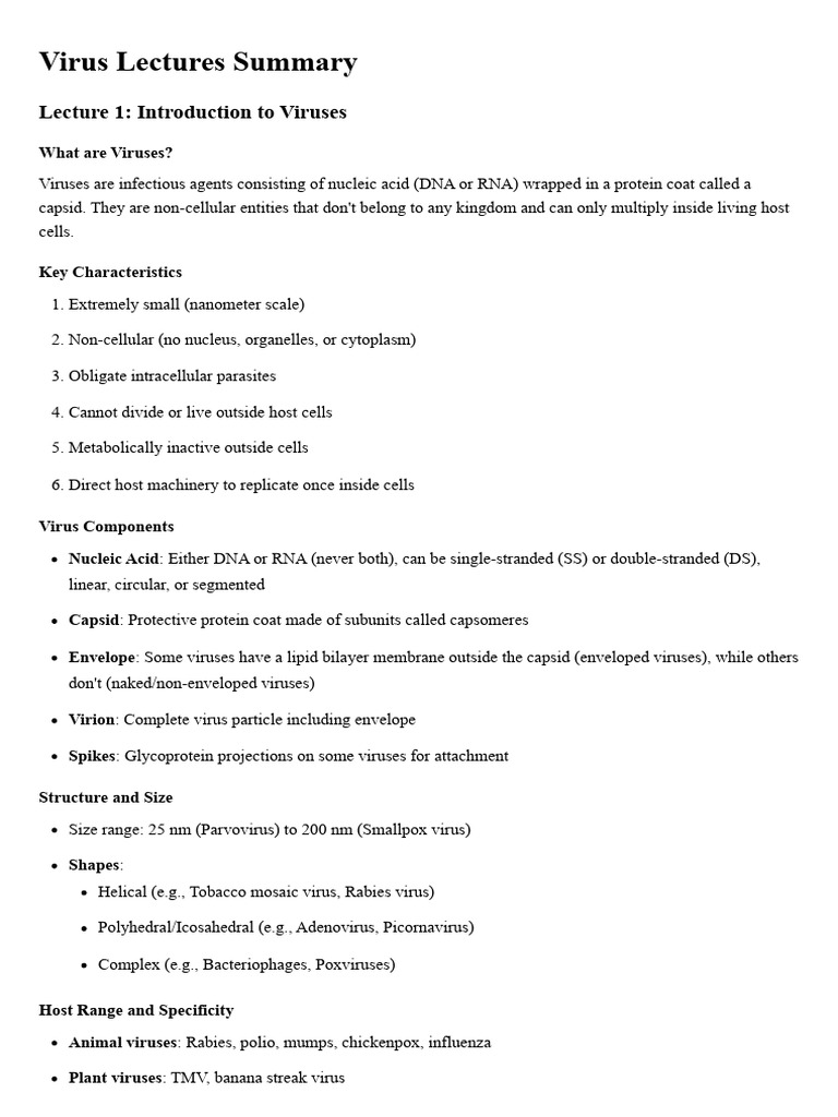 Comprehensive Virus Overview and Replication | PDF | Virus | Bacteriophage