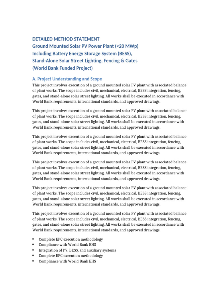 Ground Mounted Solar PV Plant Methodology | PDF | Solar Power | Electricity