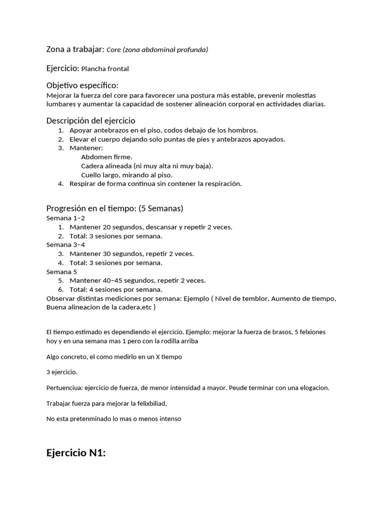 Mejora tu Core: Plan de Ejercicio 5 Semanas | PDF