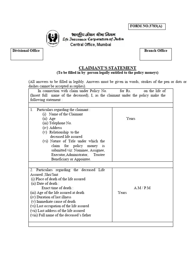 Claimant's Statement for Policy Claim | PDF | Common Law | Justice